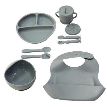 Imagem de Kit Introdução Alimentar Bebê 9 Peças N240279-6 Cinza-Quanhe