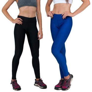 Imagem de Conjunto com 2 Calças Legging Fitnes Suplex Lisa Cintura Alta Preta e 