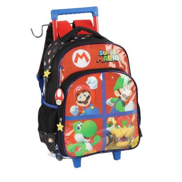 Imagem de Mochila de Rodinhas Com Alça Luxcel Super Mário Vermelho