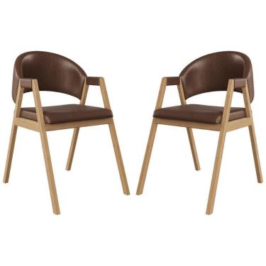 Imagem de Kit 2 Cadeiras Para Mesa De Jantar Moderna Courino Balaqui Marrom Escuro