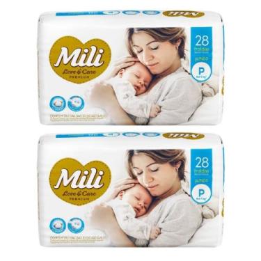 Imagem de Fralda Descartável Mili Love & Care Tamanho P 2 Pacotes com 28 (Total 
