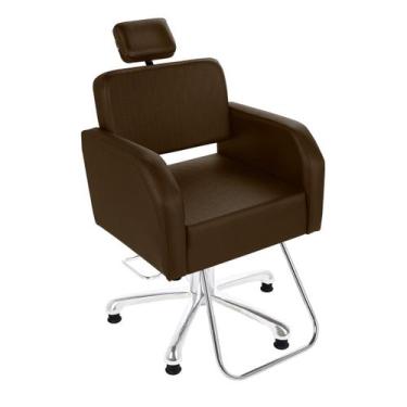 Imagem de Cadeira Cabeleireiro Encosto Reclinável - Base Pehtapé - CC&S, Café