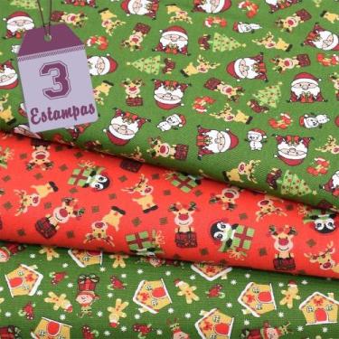 Imagem de Kit de Tecido Casinha do Noel (30x70) 3 Estampas - CÍRCULO