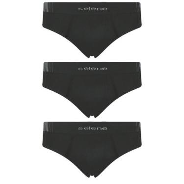 Imagem de Kit 3 Cueca Selene Masculina Slip Microfibra sem costura, Preto, M
