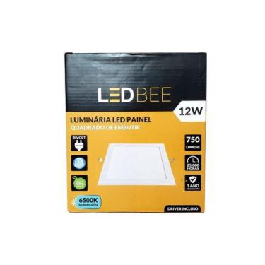 Imagem de Plafon De Embutir Quadrado 12w 6500k Luz Branca Ledbee