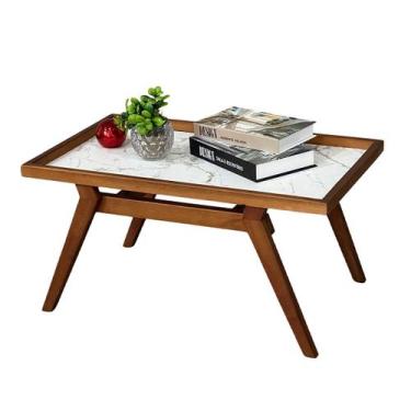 Imagem de Mesa De Centro Para Sala Madeira Maciça Decorativa Mesinha Auxiliar Es