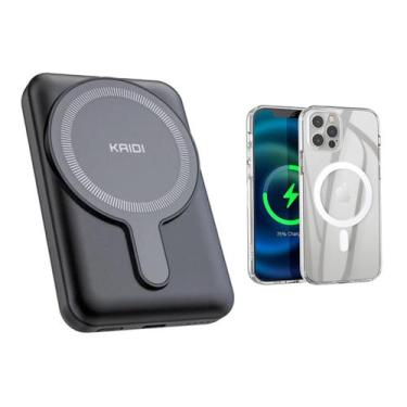Imagem de KIT Power Bank Carregador Portátil Magnético 5000 MAH + Capinha Magnét