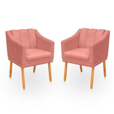 Imagem de Kit Poltrona Cadeira para Sala Confortável e Moderna Mila Suede - Bela