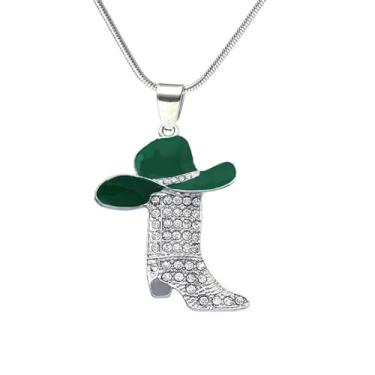 Imagem de Colar com pingente de botas de vaqueira ocidental de strass para mulheres, delicado, hippie, boêmio, cristal da sorte, charme, chapéu de caubói esmaltado, corrente de cobra, colares gargantilhas,