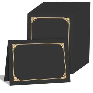 Imagem de HAUTOCO 90 peças de titulares de certificados, pastas de diploma pretas capas de documentos com borda dourada para cartolina tamanho carta 21 x 28 cm, prêmio, formatura