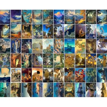 Imagem de PIXILUV Pacote com 60 pequenos cartões de agradecimento. Visões celestiais: paisagens sonhadoras, figuras míticas e reinos fantásticos da beleza sobrenatural arte transcendente de Maxfield Parrish