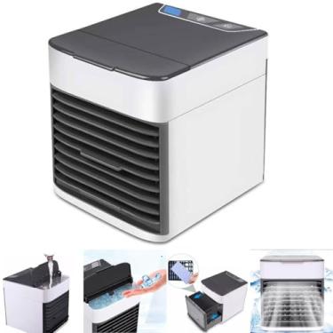 Imagem de Mini Climatizador Portatil de Mesa Umidificador Ventilador Purificador Usb Reservatório Agua e Gelo