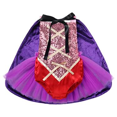 Imagem de Vestido de tule com lantejoulas para bebês meninas com capa de bruxa Sanderson fantasia de irmã Halloween fantasia fantasia de aniversário, Roxo - Sarah, 12-18 Meses