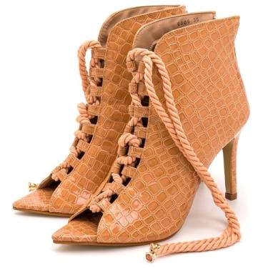 Imagem de Sandália Feminina Moda Casual Verão Croco Ankle Boot Fechada Com Cadarço e Zíper