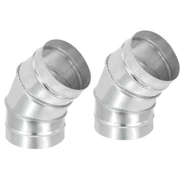 Imagem de PATIKIL Conector de tubo de duto de cotovelo de 45 graus OD de 15 cm, pacote com 2 conectores de tubo de combustão de chaminé de ventilação HVAC, adaptador de ferro galvanizado para tubo de escape de