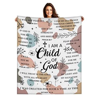Imagem de Presentes cristãos para mulheres - Cobertor I Am a Child of God 152,4 cm x 203,2 cm, presentes de aniversário religiosos inspiradores para mulheres, mãe, irmã amigas, batismo de Natal, católico,