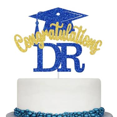 Imagem de Congratulations DR Cake Topper, DR Graduation Decorations, Congrats Doctor, It's DR Actually, DR/PHD Graduation Party Decorations (Blue and Gold Glitter)