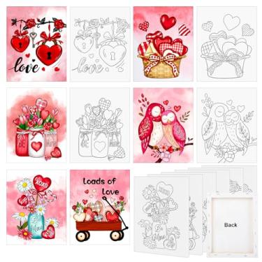 Imagem de Pacote com 6 20 x 25,4 cm, tela pré-desenhada para pintar, tela pré-impressa do dia dos namorados para damas beber e pintar lembrancinhas de festa, tela pré-esboçada para pintura para adultos