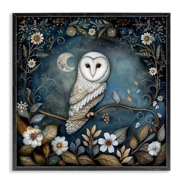 Imagem de Stupell Industries Arte de parede giclée emoldurada com estampa de coruja branca da The Dutch Lady, moldura preta, 30,5 x 30,5 cm