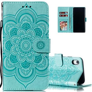 Imagem de LEECOCO Capa para iPhone XR Mandala Embossing Luxury PU Leather Flip Notebook Carteira Estilo Livro Suporte Magnético Slot para Cartão Folio Bumper Capa de Proteção para iPhone XR 6,1 polegadas