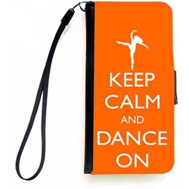 Imagem de Rikki Knight Keep Calm and Dance On - Capa carteira flip de cor laranja com aba magnética para Apple iPhone 5c