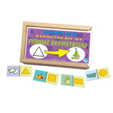 Imagem de Jogo de dominó associação de formas geométricas em madeira - simque - 