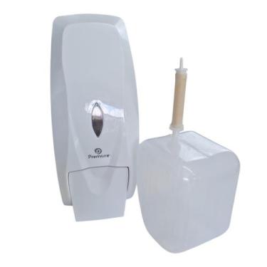 Imagem de Kit dispenser sabonete líquido+reservátório 800ml branco clean - PREMI