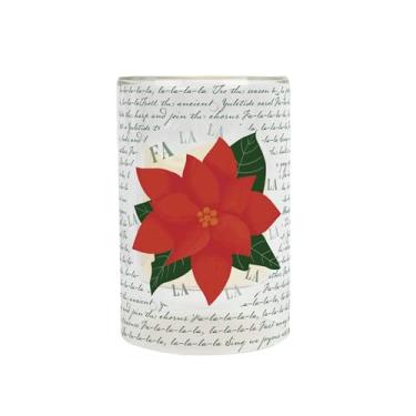 Imagem de Elanze Designs Deck The Halls Collection, FA La La, Natal Poinsétia e Letras de Música Design Impresso 15 cm Durável Vidro Flutuante Ilusão Pilar Suporte de Vela Decoração de Casa de Férias