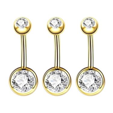 Imagem de Decentraland 3 peças com zircão prateado 1,6 mm (14G) piercing de umbigo piercing corporal halteres piercing joias aço cirúrgico aço inoxidável 10 mm, 1.6mm(14G),L-10mm, Aço inoxidável, Zirconita