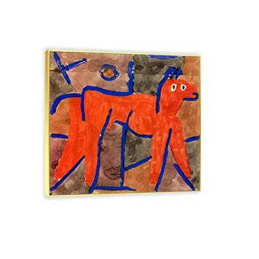 Imagem de JZSDGB Quadro dourado 'Animal sauvage sous le charme'Impressão de arte em tela por Paul Klee - Reprodução de pintura famosa em tela fina arte de parede abstrata giclée imagens em tela para decoração