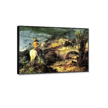 Imagem de Arnold Böcklin Art Print-Famous paintings Reprodução em tela - 'Goths on their raid' Poster and Prints-Surrealism Canvas Wall Art Landscape Picture Modern Home Decor 30x45cm (30.5x45.7 cm) BlackFrame
