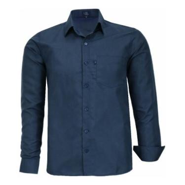 Imagem de Camisa Masculina Lbl Comfort Manga Longa Não Amassa 3027, Azul, Marinh