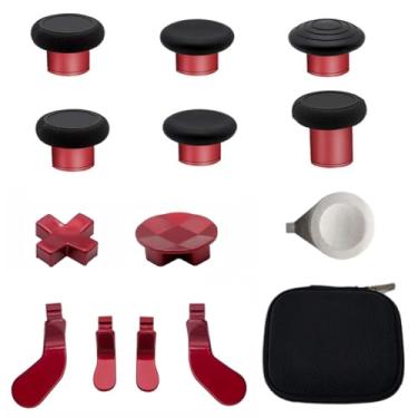 Imagem de E-MODS GAMING 13 em 1 palitos de metal, pastilhas D e raquetes com ferramentas para controle Xbox One da série Elite 2, Plating Red