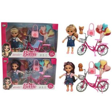 Imagem de Kit Brinquedo Infantil Boneca Bella Bicicleta e Acessórios - Fun Game
