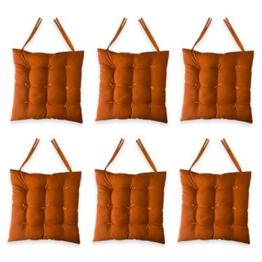 Imagem de Kit 6 Assentos de Cadeira Almofada Futon 40x40cm Decorativo Macio Cozinha Poltrona(Terracota)