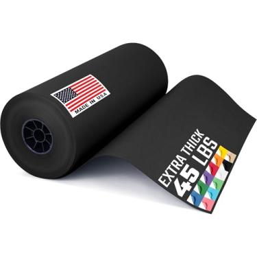 Imagem de Paclord Rolo de papel Kraft preto feito nos EUA de 45,7 x 1,88 m, tamanho industrial, núcleo de 7,6 cm – papel kraft colorido de qualidade americana para escola, embrulho de presente, quadro de avisos