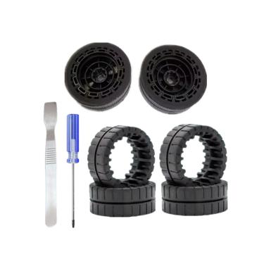 Imagem de kvatar Rodas Pneus Substituição Compatível Para Irobot Braava Jet M6 (6110) (6012) (6112) (6113) Ultimate Robot Mop Peças De Manutenção Acessórios (2 Rodas + 4 Pneus De Reposição + Ferramenta)