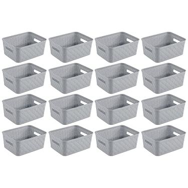 Imagem de Sterilite Cesta curta retangular de 25 x 20 x 10 cm para organização doméstica (pacote com 16)