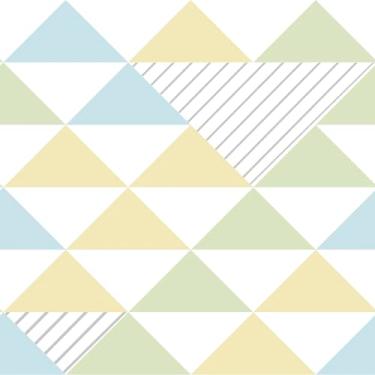Imagem de Papel De Parede 3m Adesivo Verde Azul Triângulo Geométrico