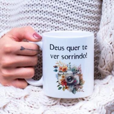 Imagem de Caneca Porcelana Deus Quer te Ver Sorrindo - Deus Religioso Zlprint
