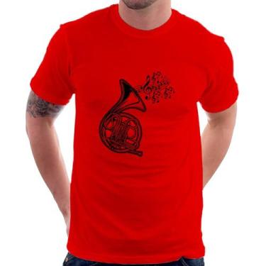 Imagem de Camiseta Trompa Notas Musicais - Foca na Moda, Vermelho, G