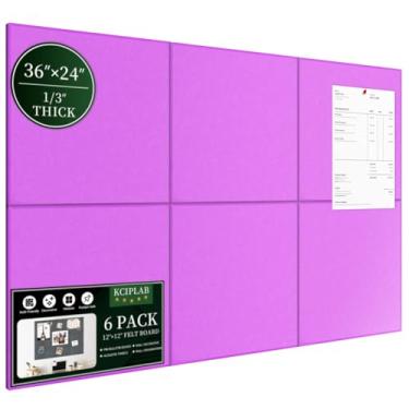 Imagem de Quadro de avisos grande de cortiça para parede 91 cm x 61 cm, pacote com 6 azulejos de parede de feltro com 50 pinos, 30 abas adesivas removíveis seguras, placa decorativa para escritório, casa