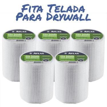 Imagem de Kits Fita Telada Para Reparar Drywall, Gesso, Alvenaria 50mm x 45m e 1