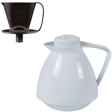 Imagem de Kit Bule Térmico Amare 650ml + Suporte Coador Café 102 - Mor, Branco