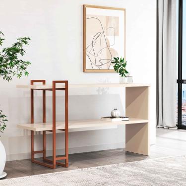 Imagem de Aparador Para Sala de Estar 4034 Luxo Perola/Pés Bronze jb Bechara - Rede Móveis