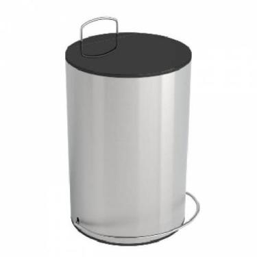 Imagem de Lixeira Redonda 5 Litros Tampa Preta Inox Ghelplus