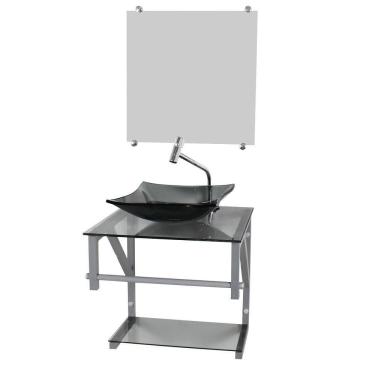 Imagem de Gabinete De Vidro Para Banheiro 40cm Ac Slim Com Espelho Cor: fumê