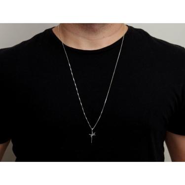 Imagem de Corrente Veneziana Masculina 70Cm Pingente Fe De Prata 925