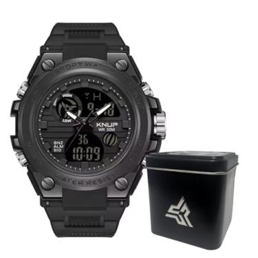 Imagem de Relógio de Pulso Digital e Analógico Tático Estilo Militar Esportivo Sport Shock Tatico Prova D'água Com LED I Relógio Militar Resistente Tático para Homens Esportivo à Prova D'água com Mostrador Analógico Digital e com Luz Led Noturna I Relógio Masculino com Cronômetro Data e Função de Alarme Todo 