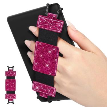 Imagem de MoKo Alça de mão macia para tablet Kindle eReaders Fire de 6 a 8 polegadas Kindle/Kobo/Voyaga/Lenovo/Sony Kindle E-Book, preto de alta elasticidade versátil alça de mão leve suporte de dedo, rosa